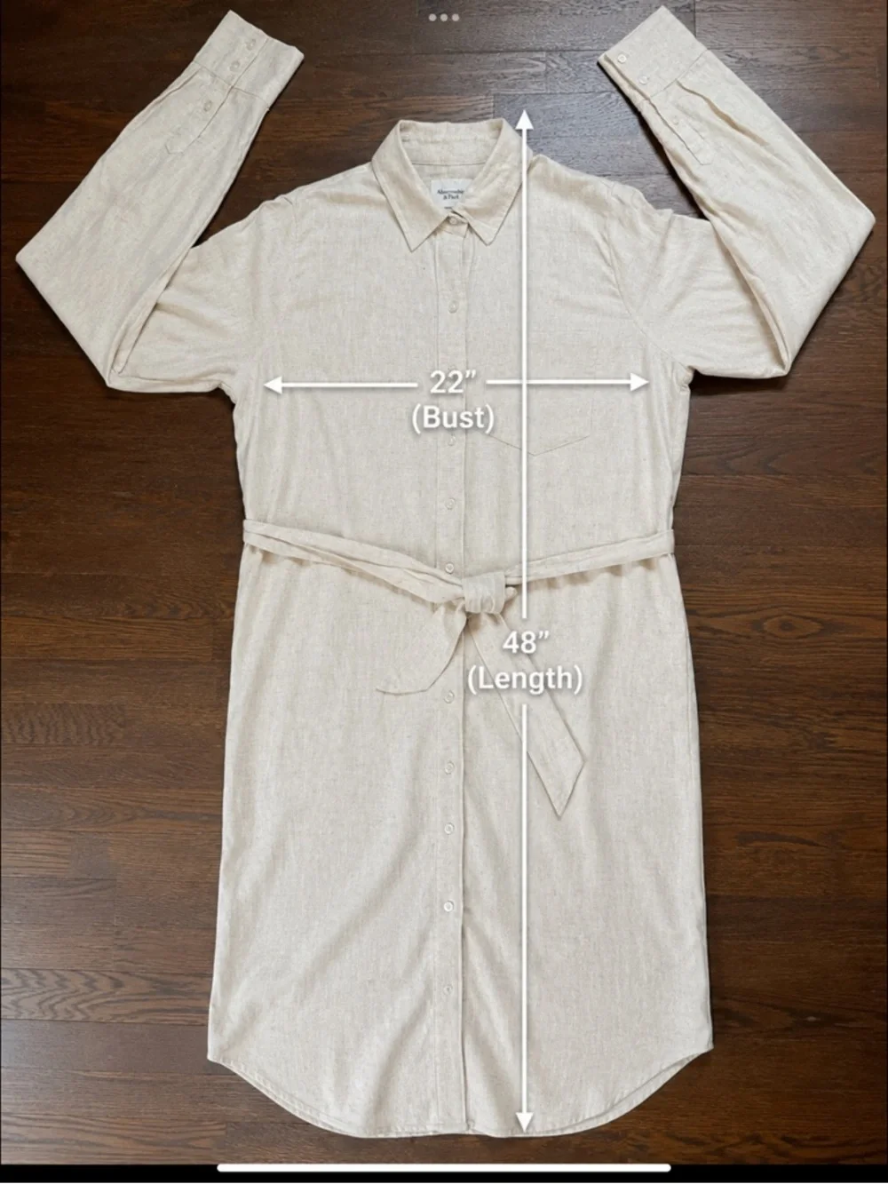 Natural Linen Coastal Maxi Shirtdress Belted Button Front Pockets S/P